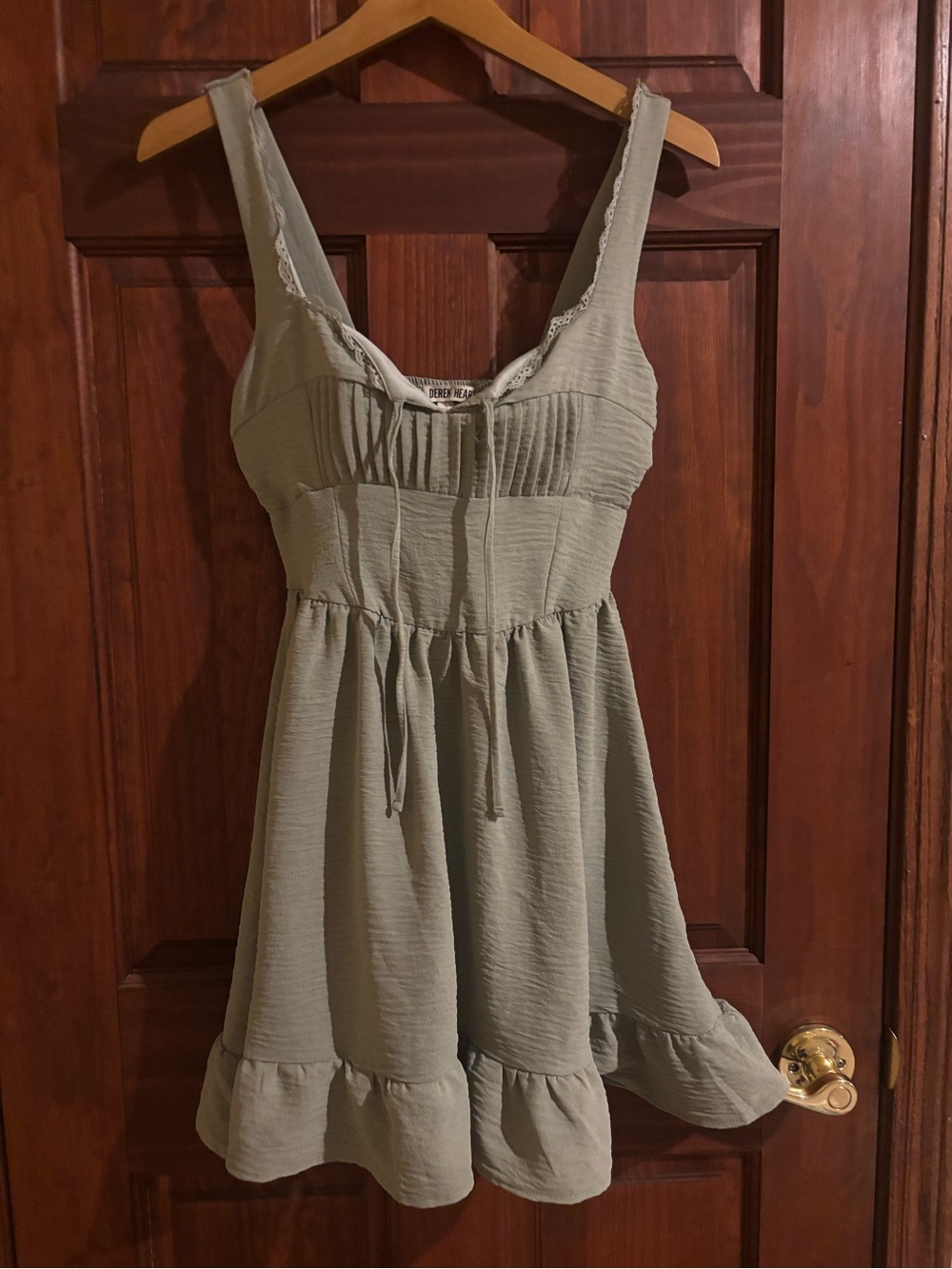 Derek Heart Sage Green Ruffle-Hem Sundress